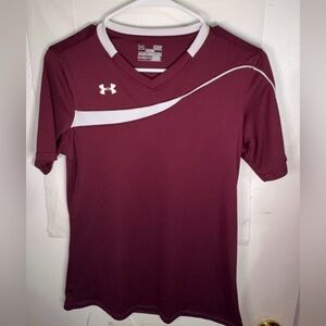 Under Armour Burgundy and White Sports Tee